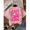 imageGirls 3 Packs Graphic Tees Crew Neck Short Sleeve T Shirt Casual Cute TopsMulticolor
