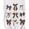 imageGirls Bow Graphic Tees Short Sleeve Crew Neck Cute Shirts Slim Fit Summer T Shirts Tops for TeensWhite Brown