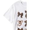 imageGirls Bow Graphic Tees Short Sleeve Crew Neck Cute Shirts Slim Fit Summer T Shirts Tops for TeensWhite Brown