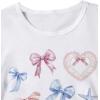 imageGirls Bow Graphic Tees Short Sleeve Crew Neck Cute Shirts Slim Fit Summer T Shirts Tops for TeensWhite Graphic