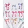 imageGirls Bow Graphic Tees Short Sleeve Crew Neck Cute Shirts Slim Fit Summer T Shirts Tops for TeensWhite With Bow