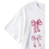 imageGirls Bow Graphic Tees Short Sleeve Crew Neck Cute Shirts Slim Fit Summer T Shirts Tops for TeensWhite With Bow