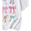 imageGirls Bow Graphic Tees Short Sleeve Crew Neck Cute Shirts Slim Fit Summer T Shirts Tops for TeensWhite With Bow