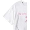 imageGirls Bow Graphic Tees Short Sleeve Crew Neck Cute Shirts Slim Fit Summer T Shirts Tops for TeensWhite With Pink