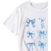 imageGirls Bow Graphic Tees Short Sleeve Crew Neck Cute Shirts Slim Fit Summer T Shirts Tops for TeensWhite and Blue