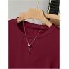 imageGirls Bow Graphic Tees Short Sleeve Crew Neck T Shirt Slim Fit Ruched Tops 2025 Summer TopBurgundy