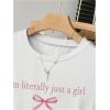 imageGirls Bow Graphic Tees Short Sleeve Crew Neck T Shirt Slim Fit Ruched Tops 2025 Summer TopWhite Bow