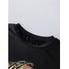 imageGirls Drop Shoulder Letter Star Print Tee Tops Loose Short Sleeve Crew Neck T ShirtsBlack Tropical