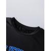 imageGirls Drop Shoulder Letter Star Print Tee Tops Loose Short Sleeve Crew Neck T ShirtsBlack and Blue