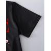 imageGirls Drop Shoulder Letter Star Print Tee Tops Loose Short Sleeve Crew Neck T ShirtsBlack and Red
