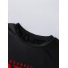 imageGirls Drop Shoulder Letter Star Print Tee Tops Loose Short Sleeve Crew Neck T ShirtsBlack and Red