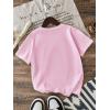 imageGirls Drop Shoulder Letter Star Print Tee Tops Loose Short Sleeve Crew Neck T ShirtsCar Pink