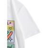 imageGirls Drop Shoulder Letter Star Print Tee Tops Loose Short Sleeve Crew Neck T ShirtsCat White
