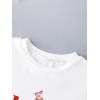 imageGirls Drop Shoulder Letter Star Print Tee Tops Loose Short Sleeve Crew Neck T ShirtsCherry White