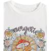 imageGirls Drop Shoulder Letter Star Print Tee Tops Loose Short Sleeve Crew Neck T ShirtsFlower White