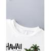 imageGirls Drop Shoulder Letter Star Print Tee Tops Loose Short Sleeve Crew Neck T ShirtsHawaii White