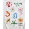 imageGirls Drop Shoulder Letter Star Print Tee Tops Loose Short Sleeve Crew Neck T ShirtsPatterned White