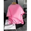 imageGirls Drop Shoulder Letter Star Print Tee Tops Loose Short Sleeve Crew Neck T ShirtsPink Butterfly