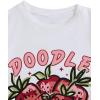 imageGirls Drop Shoulder Letter Star Print Tee Tops Loose Short Sleeve Crew Neck T ShirtsStrawberry White