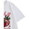 imageGirls Drop Shoulder Letter Star Print Tee Tops Loose Short Sleeve Crew Neck T ShirtsStrawberry White