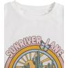 imageGirls Drop Shoulder Letter Star Print Tee Tops Loose Short Sleeve Crew Neck T ShirtsSunset White