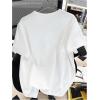 imageGirls Drop Shoulder Letter Star Print Tee Tops Loose Short Sleeve Crew Neck T ShirtsWhite