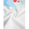 imageGirls Drop Shoulder Letter Star Print Tee Tops Loose Short Sleeve Crew Neck T ShirtsWhite Pink Blue