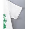 imageGirls Drop Shoulder Letter Star Print Tee Tops Loose Short Sleeve Crew Neck T ShirtsWhite With Green
