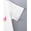 imageGirls Drop Shoulder Letter Star Print Tee Tops Loose Short Sleeve Crew Neck T ShirtsWhite With Patterned