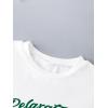 imageGirls Drop Shoulder Letter Star Print Tee Tops Loose Short Sleeve Crew Neck T ShirtsWhite and Green