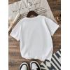 imageGirls Drop Shoulder Letter Star Print Tee Tops Loose Short Sleeve Crew Neck T ShirtsWhite and Orange