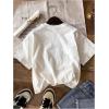 imageGirls Heart Print Drop Shoulder T Shirt Casual Short Sleeve Crew Neck Graphic Tee TopsWhite Number