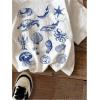 imageGirls Heart Print Drop Shoulder T Shirt Casual Short Sleeve Crew Neck Graphic Tee TopsWhite and Blue
