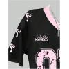imageGirls Jersey Y2K Oversized Graphic Number Print Tops V Neck Short Sleeve T Shirt Hip Pop Tee StreetwearBlack and Pink
