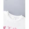 imageGirls Letter Bow Graphic Tees Short Sleeve Crewneck Cute Shirts for Teen Girls TrendyBow White