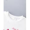 imageGirls Letter Bow Graphic Tees Short Sleeve Crewneck Cute Shirts for Teen Girls TrendyWhite Flower