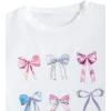 imageGirls Number Print Graphic Tees Short Sleeve Crewneck Jersey Shirts Summer T Shirts Cute TopsBow Print White