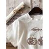 imageGirls Number Print Graphic Tees Short Sleeve Crewneck Jersey Shirts Summer T Shirts Cute TopsCherry White