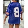 imageGirls Number Print Jersey Shirts V Neck Short Sleeve Mesh Graphic Tees Casual Tops StreetwearBlue