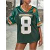 imageGirls Number Print Jersey Shirts V Neck Short Sleeve Mesh Graphic Tees Casual Tops StreetwearGreen
