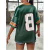 imageGirls Number Print Jersey Shirts V Neck Short Sleeve Mesh Graphic Tees Casual Tops StreetwearGreen