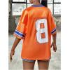 imageGirls Number Print Jersey Shirts V Neck Short Sleeve Mesh Graphic Tees Casual Tops StreetwearOrange