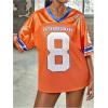 imageGirls Number Print Jersey Shirts V Neck Short Sleeve Mesh Graphic Tees Casual Tops StreetwearOrange