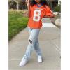 imageGirls Number Print Jersey Shirts V Neck Short Sleeve Mesh Graphic Tees Casual Tops StreetwearOrange White