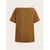 imageGirls Off The Shoulder Tops Number Graphic Jersey Shirts Short Sleeve Oversized T Shirts Y2k TopsCoffee Brown