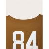imageGirls Off The Shoulder Tops Number Graphic Jersey Shirts Short Sleeve Oversized T Shirts Y2k TopsCoffee Brown