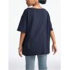 imageGirls Off The Shoulder Tops Number Graphic Jersey Shirts Short Sleeve Oversized T Shirts Y2k TopsDark Blue