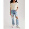 imageGirls Waffle Knit Short Sleeve T Shirt Casual Summer Crew Neck Cropped Tee TopsBeige