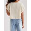 imageGirls Waffle Knit Short Sleeve T Shirt Casual Summer Crew Neck Cropped Tee TopsBeige