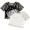 imageGirls 2 Packs Mesh Shirt Crop Tops Floral Print Short Sleeve Summer Cute Shirt Tops for TeensBlack and White